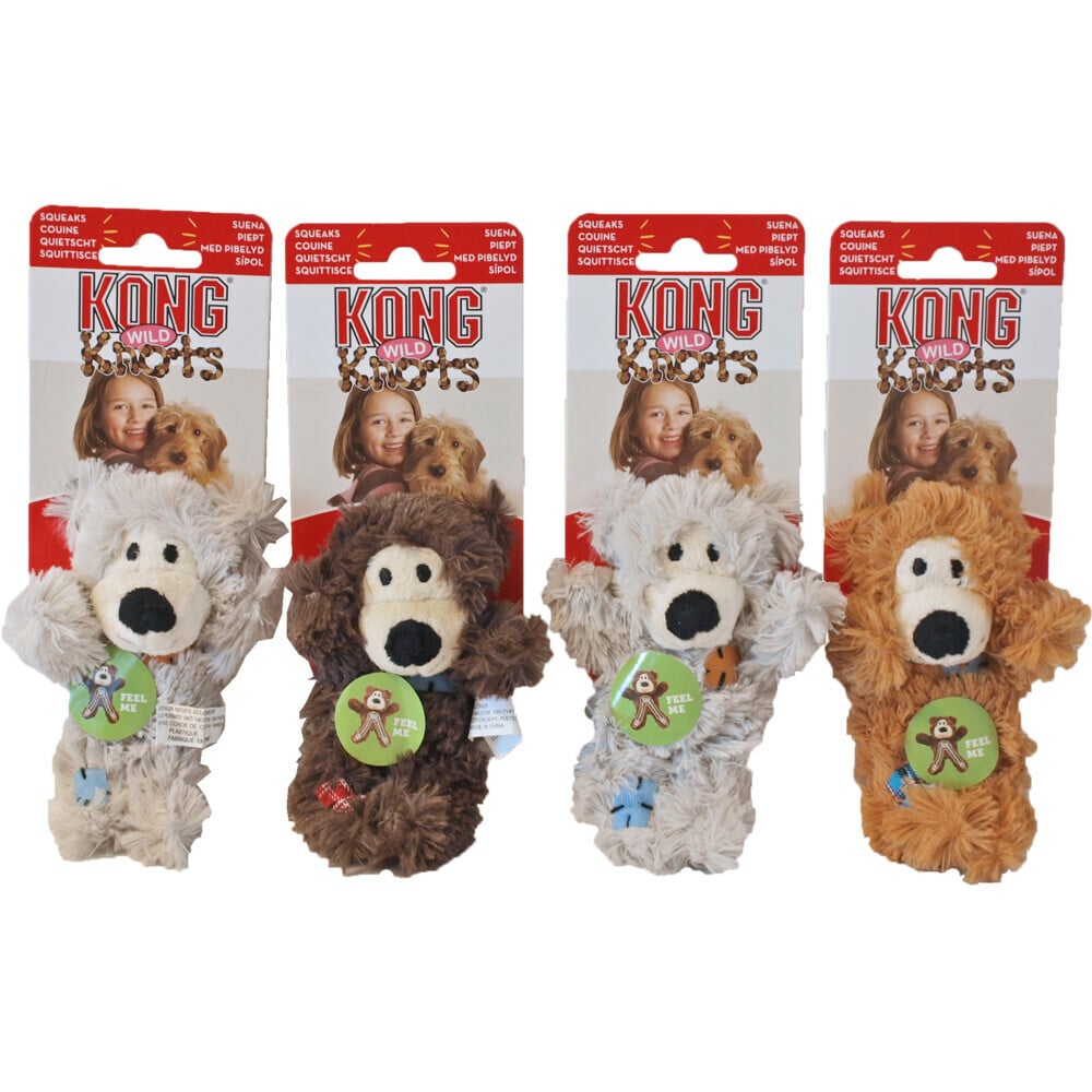 Kong Wildknots  Beer Pluche Knuffel - Hondenspeelgoed - assorti - 4x5x1 cm - XS