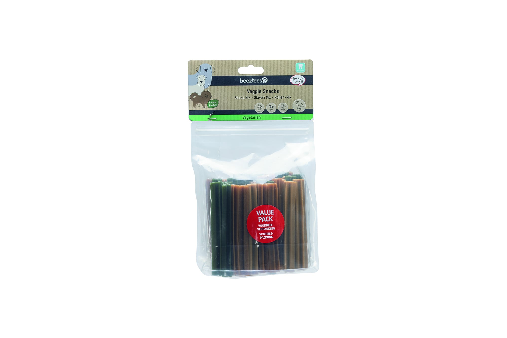 Beeztees Veggie Kauwstaaf - Hondensnack - 500 Gram - Zoete aardappel - S