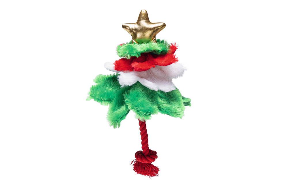 Beeztees Kerstboom - Knuffel - Flowtouw- Kerst Hondenspeelgoed - Groen, Rood