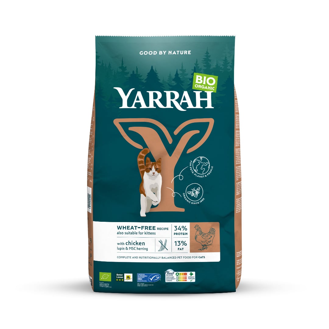 Yarrah Biologisch Tarwevrij - Kattenvoer - 10 Kilogram - kip Yarrah Biologisch Tarwevrij - Kattenvoer - 10 Kilogram - kip