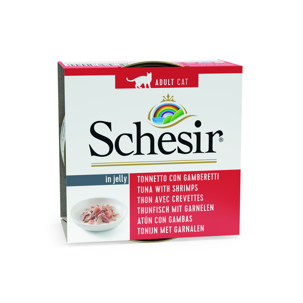 Schesir - Kattenvoer in Gelei - 85 Gram - garnaal, tonijn