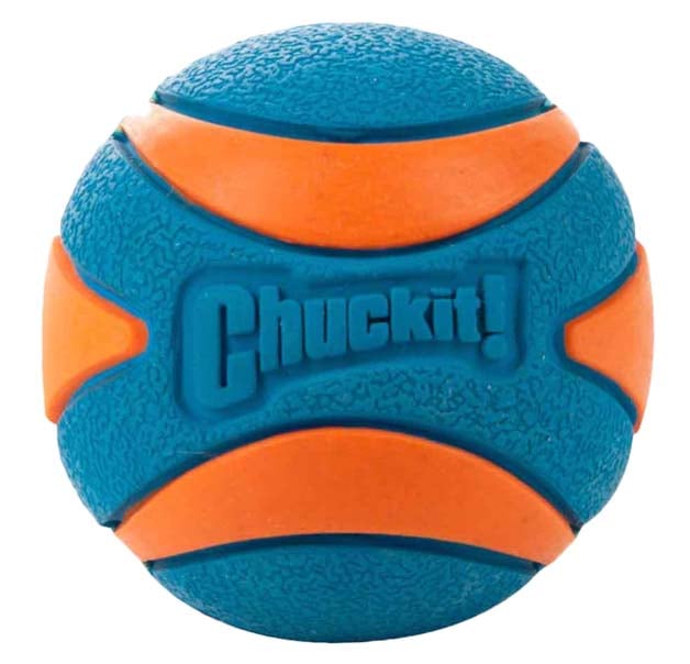 Chuckit Ultra squeaker ball - Apporteren - Hondenspeelgoed - blauw/oranje - 13x11x7.5 cm - L