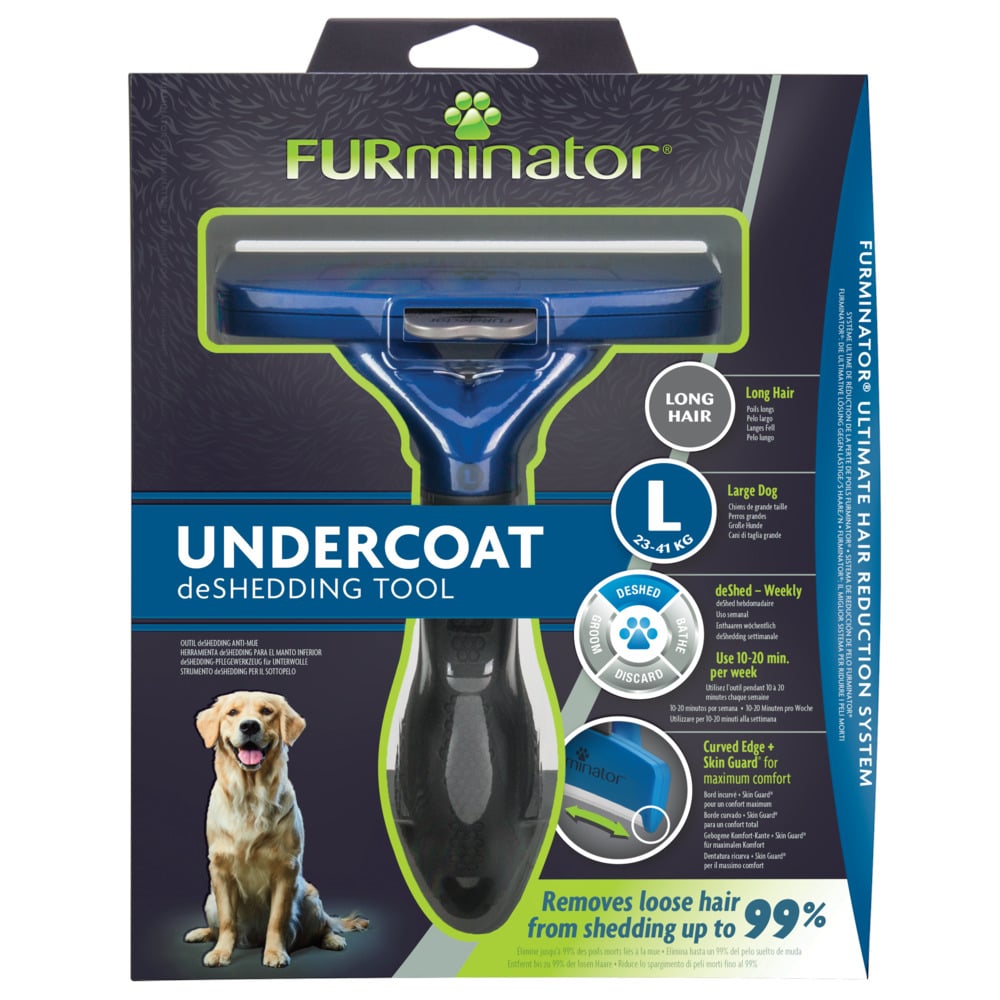 FURminator Hond Lang Haar - Borstel - Geel Zwart - L