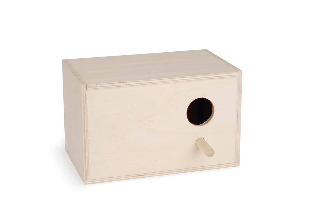 Beeztees Broedkastje met gat rechts - Vogel accessoires - Bruin - Groot Beeztees Broedkastje met gat rechts - Vogel accessoires - Bruin - Groot