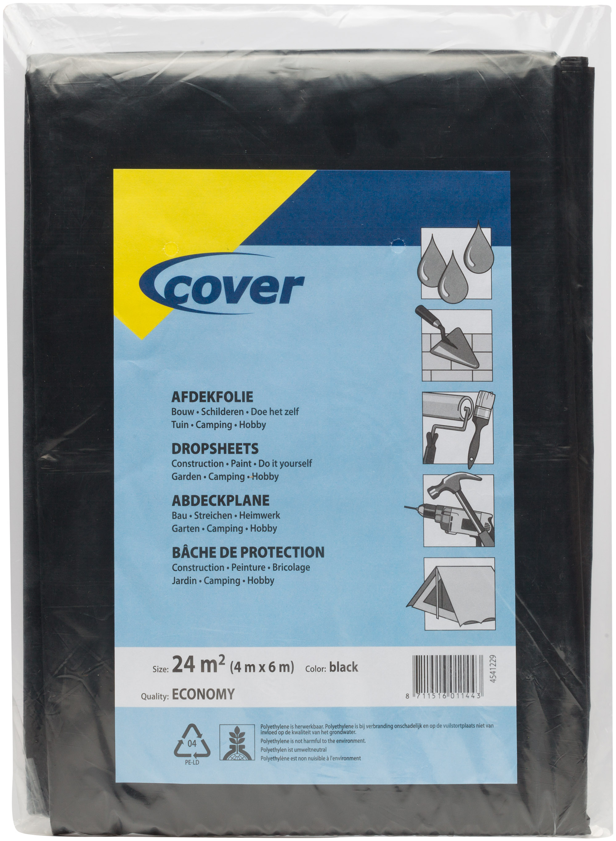 Cover 40 mu Zwart - Afdekfolie - 28x25x2 cm - Zwart Cover 40 mu Zwart - Afdekfolie - 28x25x2 cm - Zwart