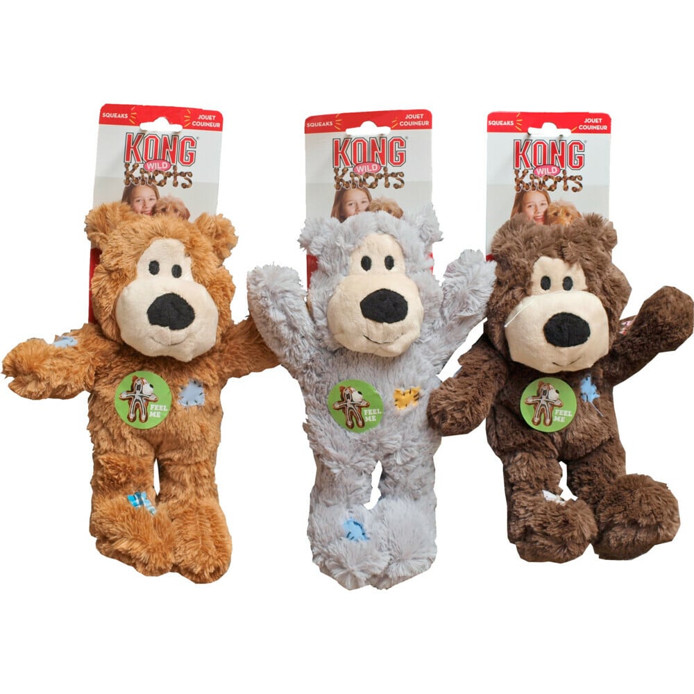 Kong Wildknots  Beer Pluche Knuffel - Hondenspeelgoed - assorti - 10x21x1 cm - M/L