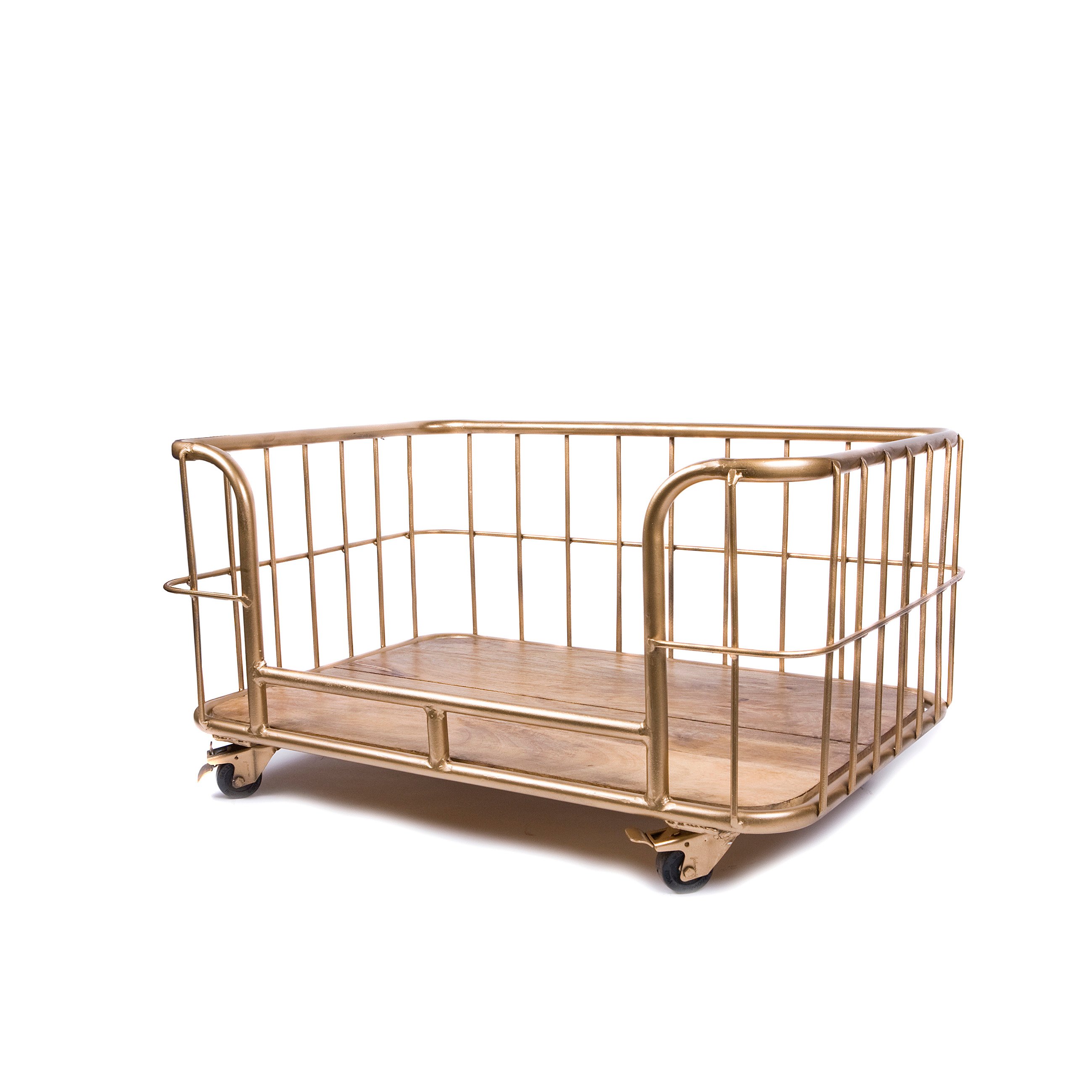 Lex & Max Metal Wire Basket  - Divan - Hondenbench meubel - Goud - 52x76x41 cm - S