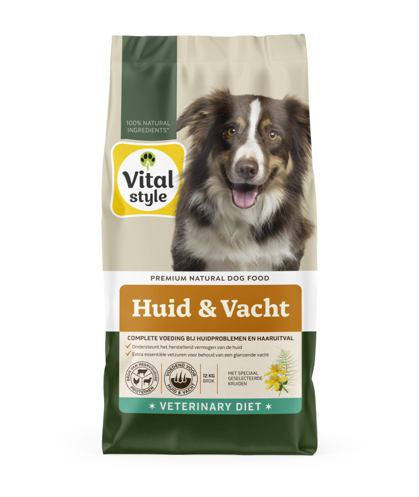 Vitalstyle Huid & Vacht - Hondenvoer - 12 Kilogram - rund, varken, lam