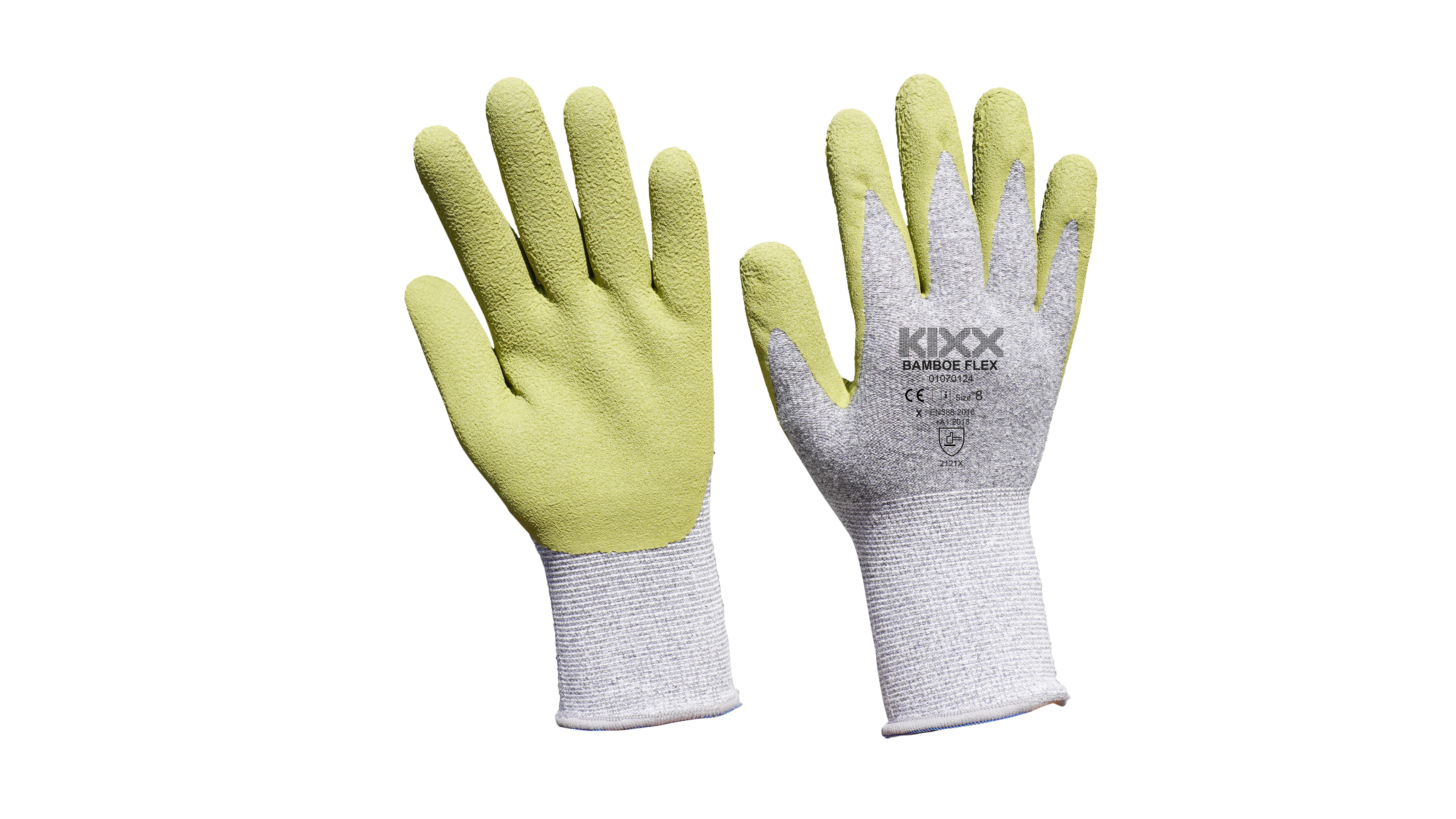 Kixx Bamboe - Werkhandschoenen - Grijs met groene coating - 9