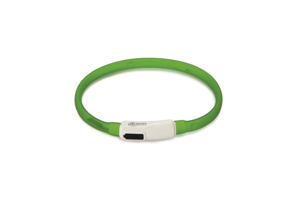 Beeztees Dogini USB - Lichtgevende Halsband  - Hond - Groen - 35 cm