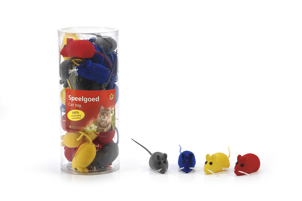 Beeztees Velours Muisje - Kattenspeeltje - Multi - 6 cm