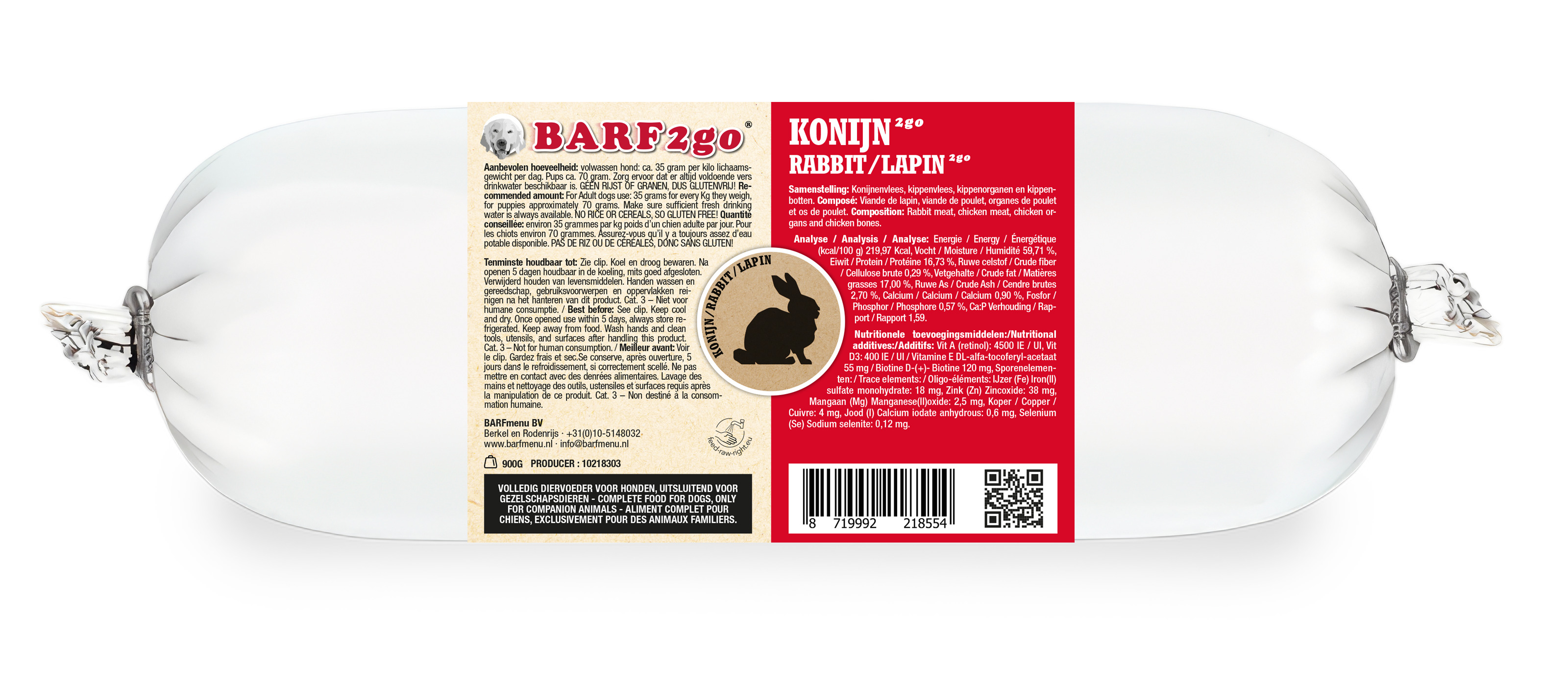BARFmenu Worst - Hondenvoer - Konijn | kip BARFmenu Worst - Hondenvoer - Konijn | kip
