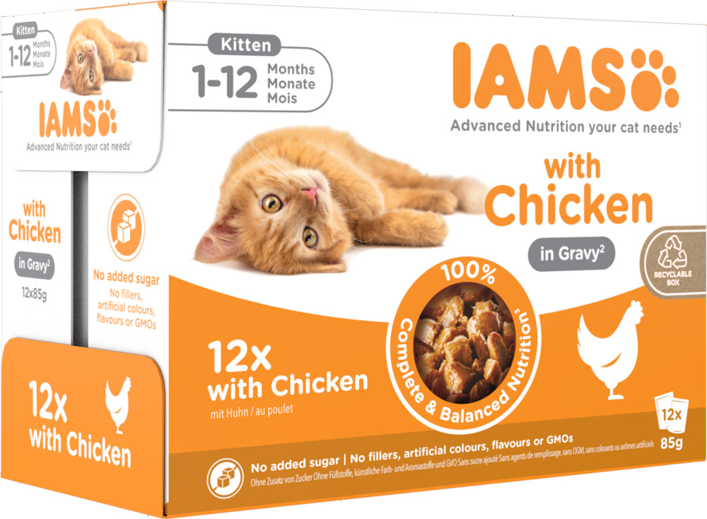 IAMS Kitten - Delights - 12x85 gram - 1020 Gram - vlees, kip