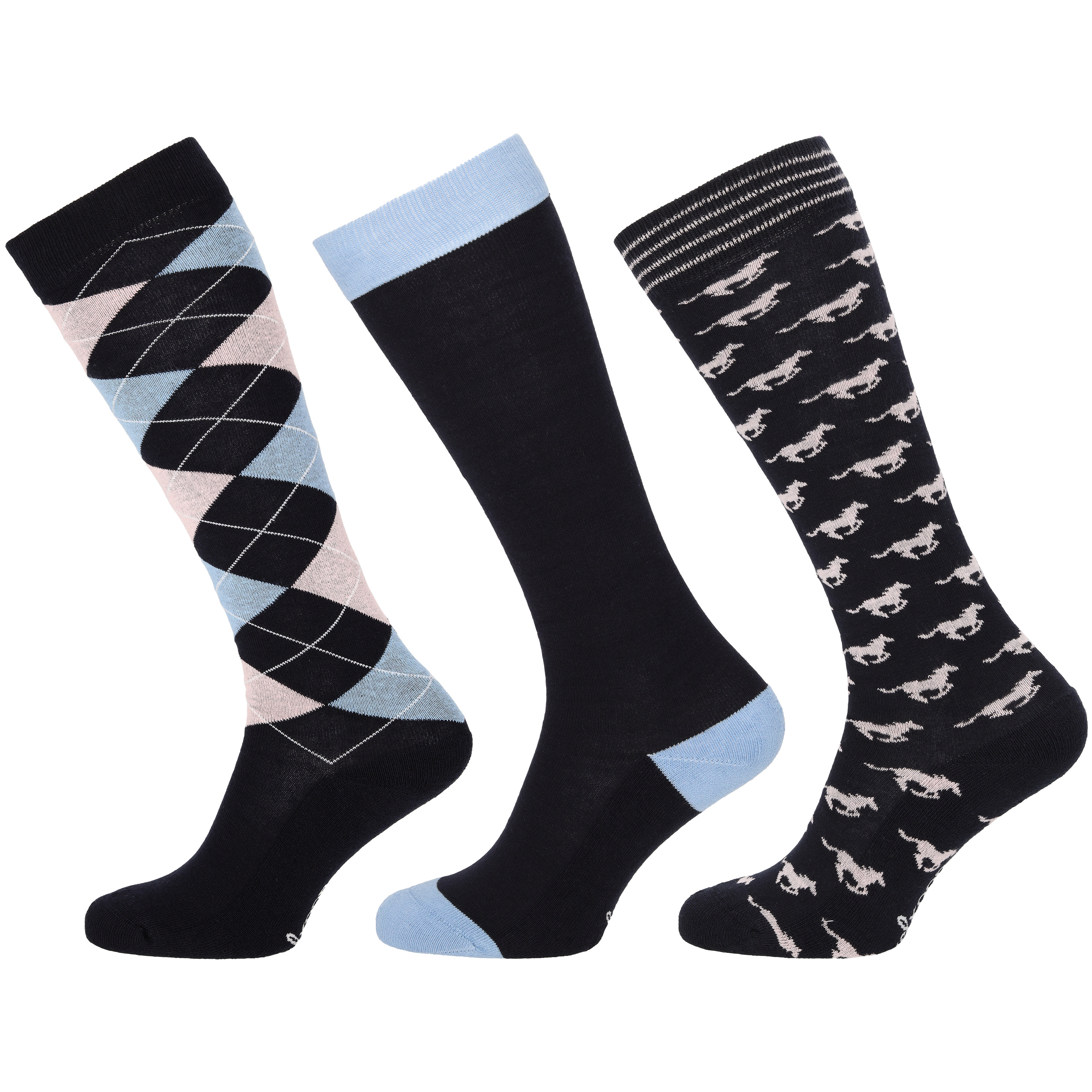 Welkoop 3-pack - Paardrijsokken - Blauw - 35-38