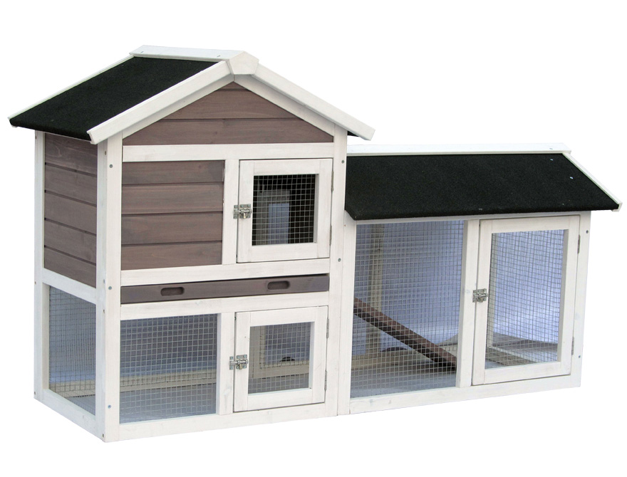 Rabbit Avoriaz - Konijnenhok - 147x53x85 cm - Grijs/ white wash - Medium - Grijs/ white wash - 85x147x20 cm
