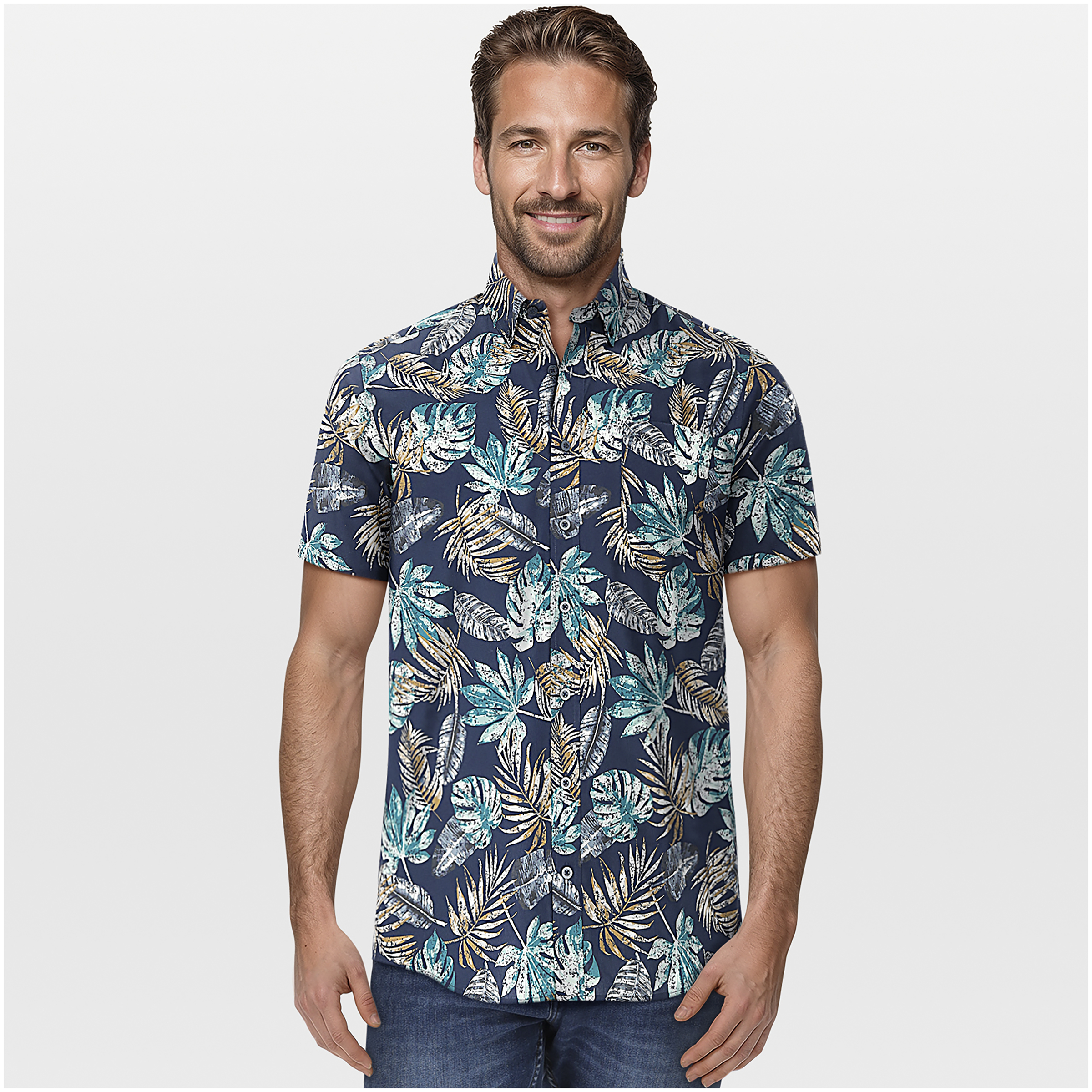 VELESTE Sam - Overhemd korte mouw - Donkerblauw - 2XL