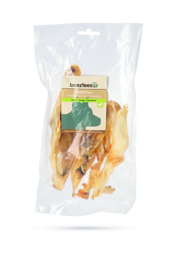 Beeztees Konijnenoren- Hondensnack - 8 Stuks - konijn - M