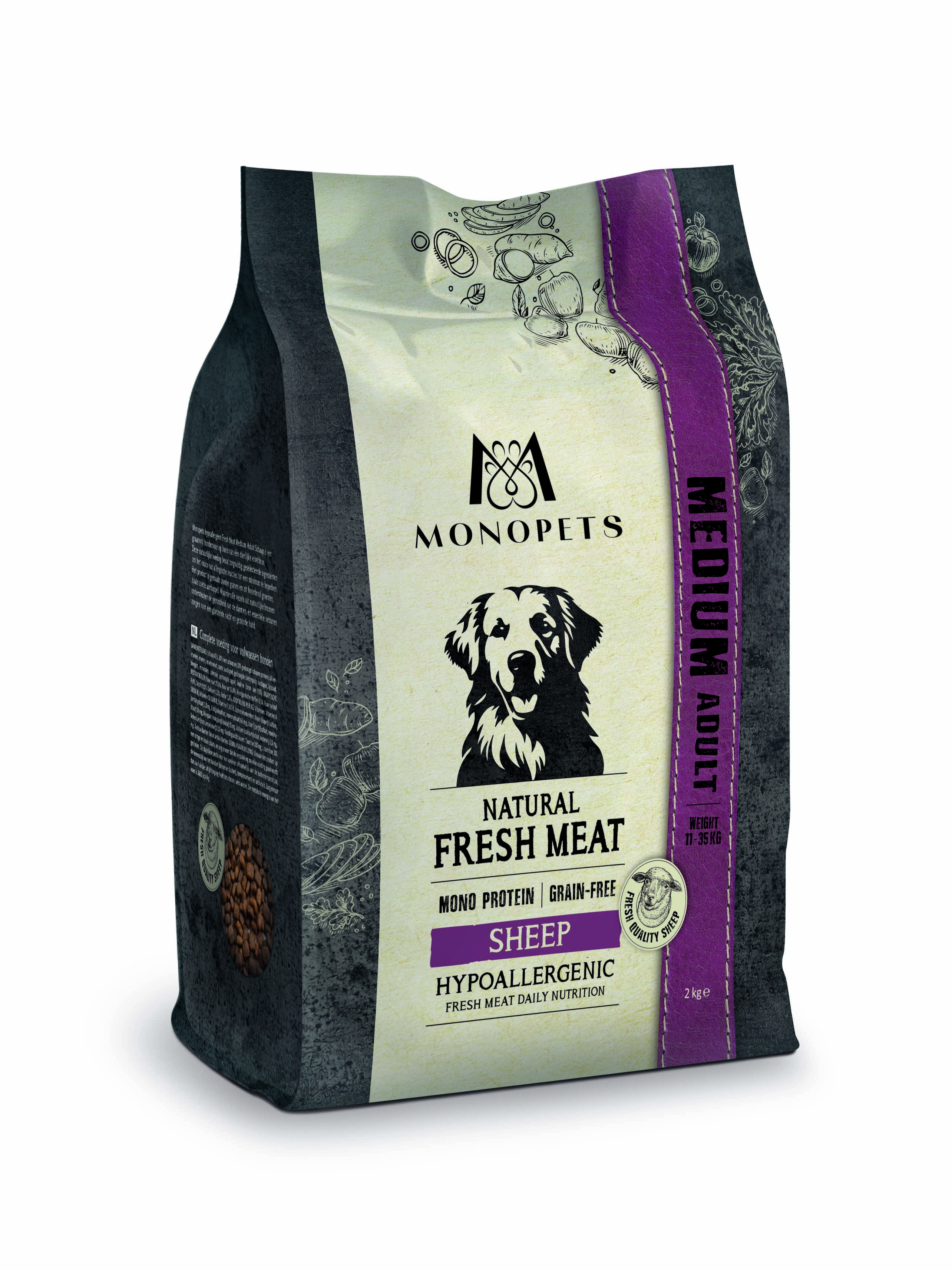 Monopets Medium Adult Hypoallergeen Monoprotein - Hondenvoer - 12 Kilogram - schaap