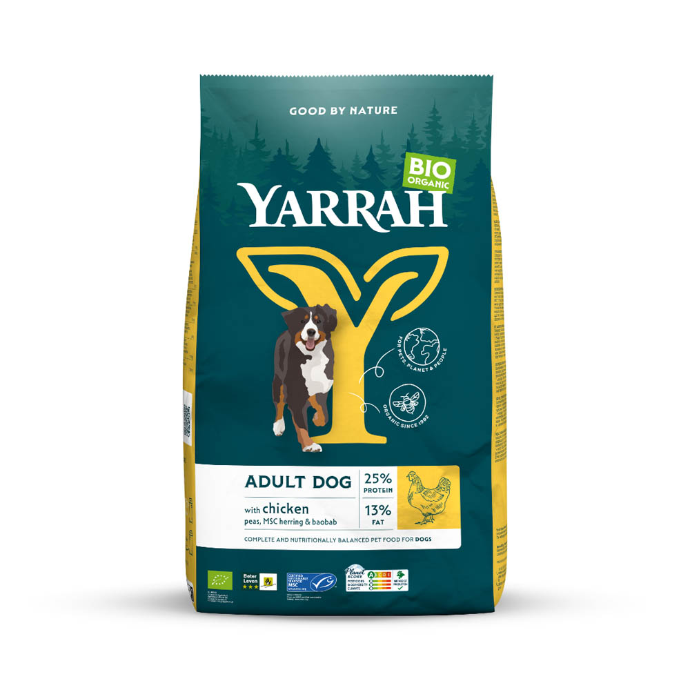 Yarrah Adult Biologisch - Hondenvoer - 10 Kilogram - haring, kip