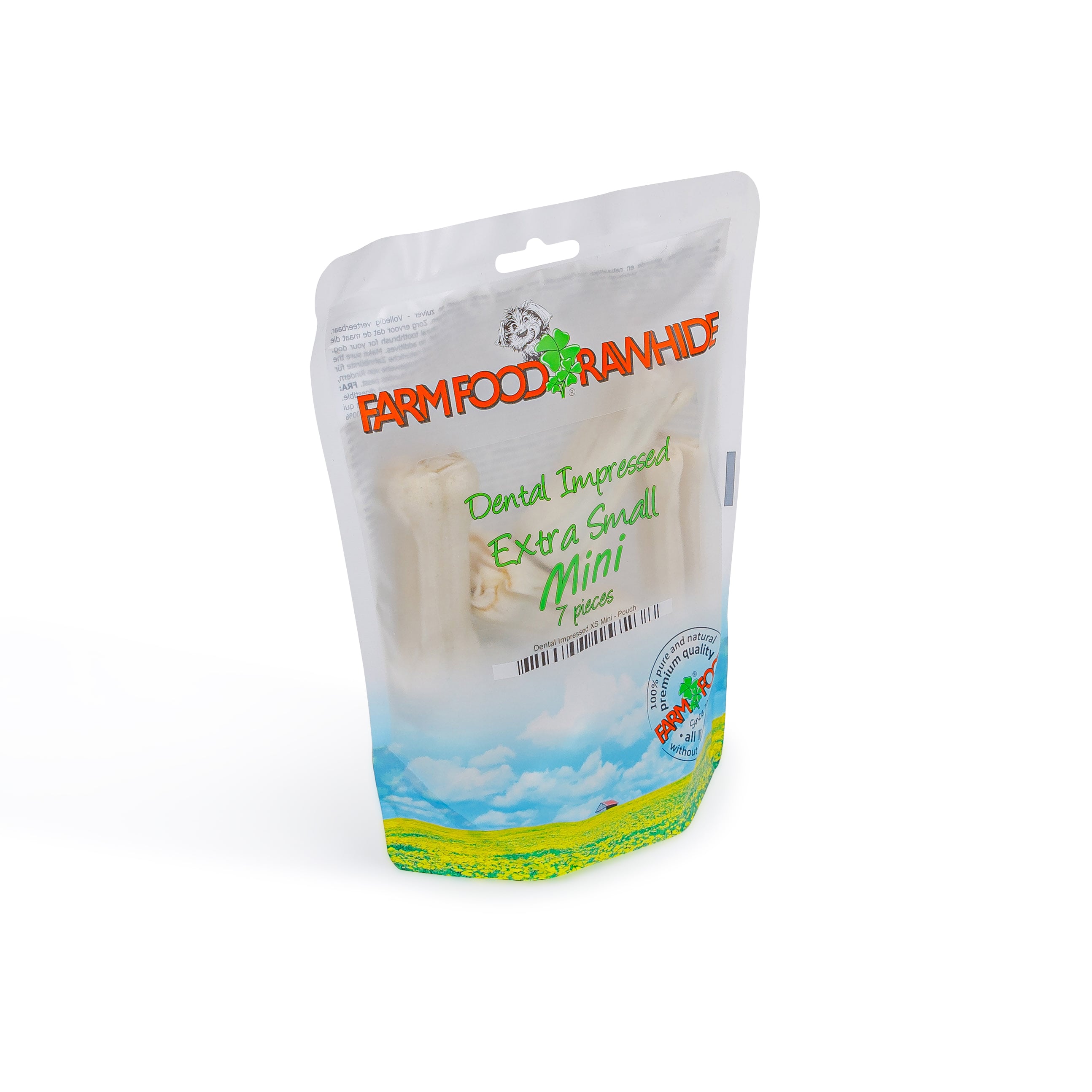 Farm Food Rawhide Dental Impressed - Extra Small - Mini - Hondensnack - 7 Stuks - rund - XS Farm Food Rawhide Dental Impressed - Extra Small - Mini - Hondensnack - 7 Stuks - rund - XS