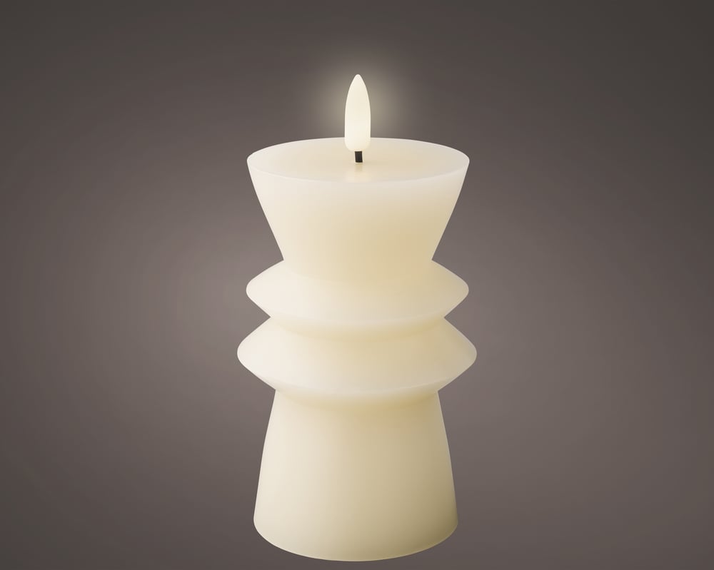 Lumineo Wax - Crème LED Kaars - 14.7 cm - Creme/warm wit