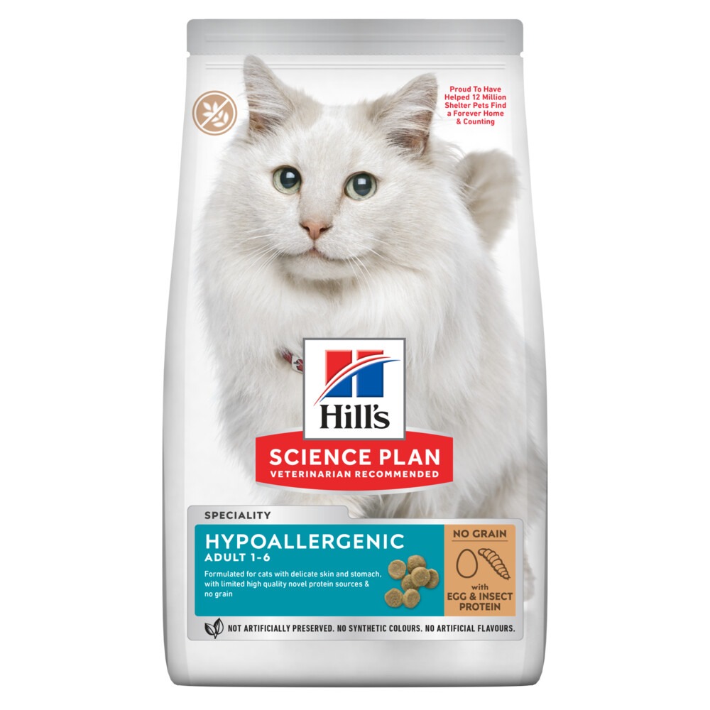 Hill's Hypoallergeen Adult - Kattenvoer - Ei en insect eiwitten - 1.5 Kilogram - Insect