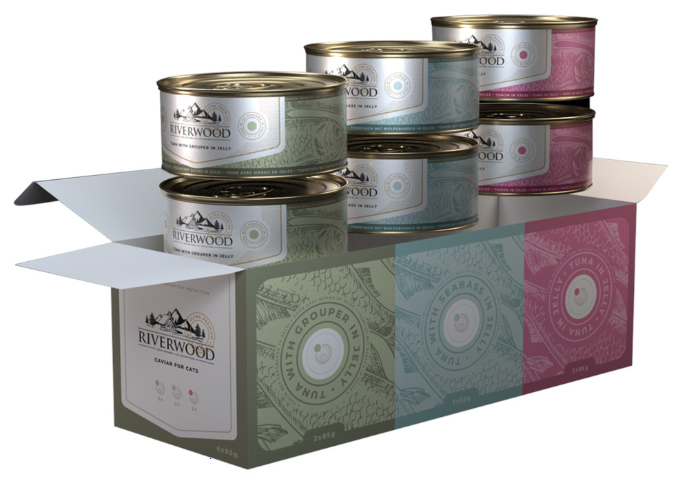 Riverwood - Kattenvoer - Zeebaars - 85 Gram - Tonijn, grouper, zeebaars