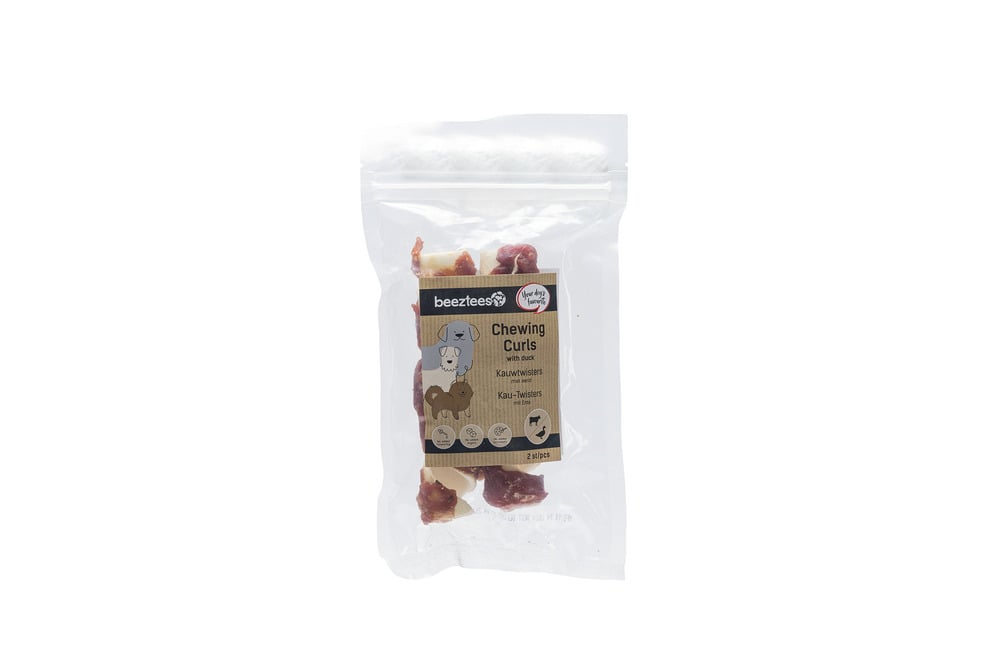 Beeztees Kauwtwister - Hondensnack - 2 Stuks - eend, rund - S Beeztees Kauwtwister - Hondensnack - 2 Stuks - eend, rund - S