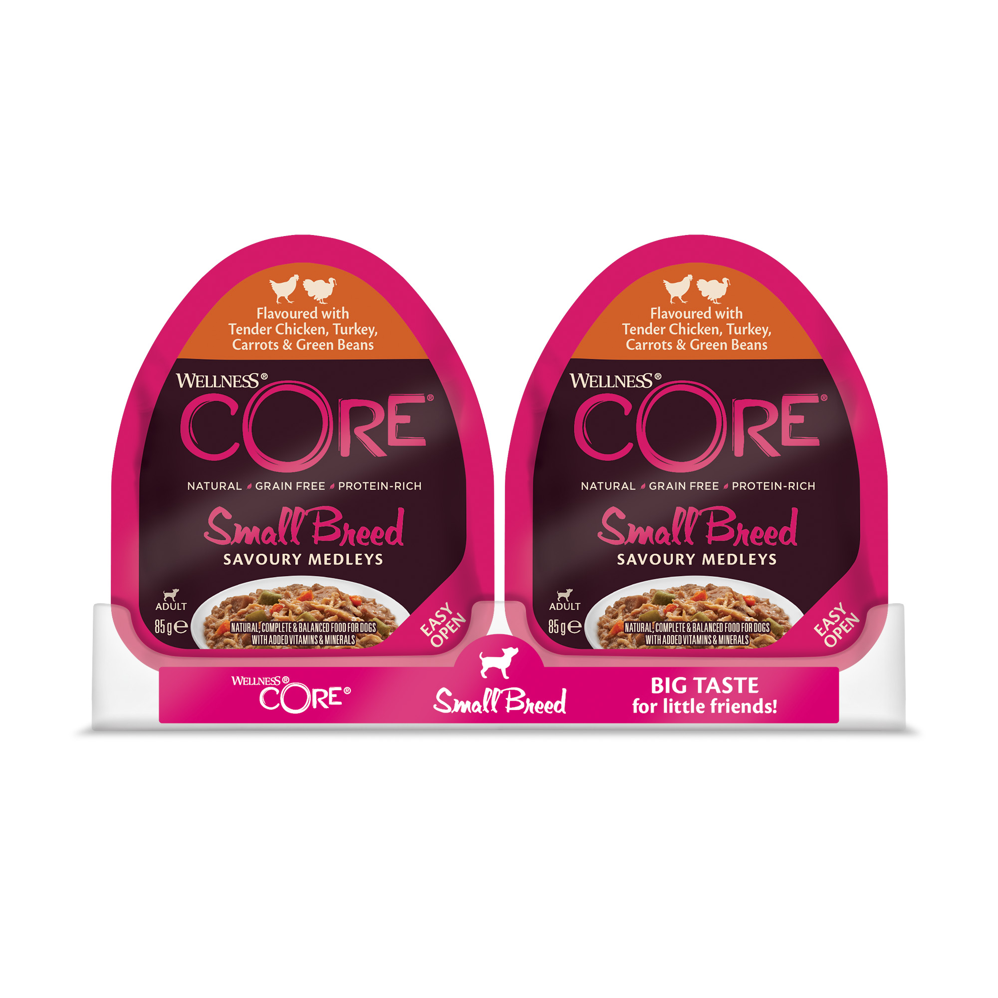 Wellness CORE Small-Breed Savoury Medleys  - Hondenvoer - 85 Gram - kalkoen, kip