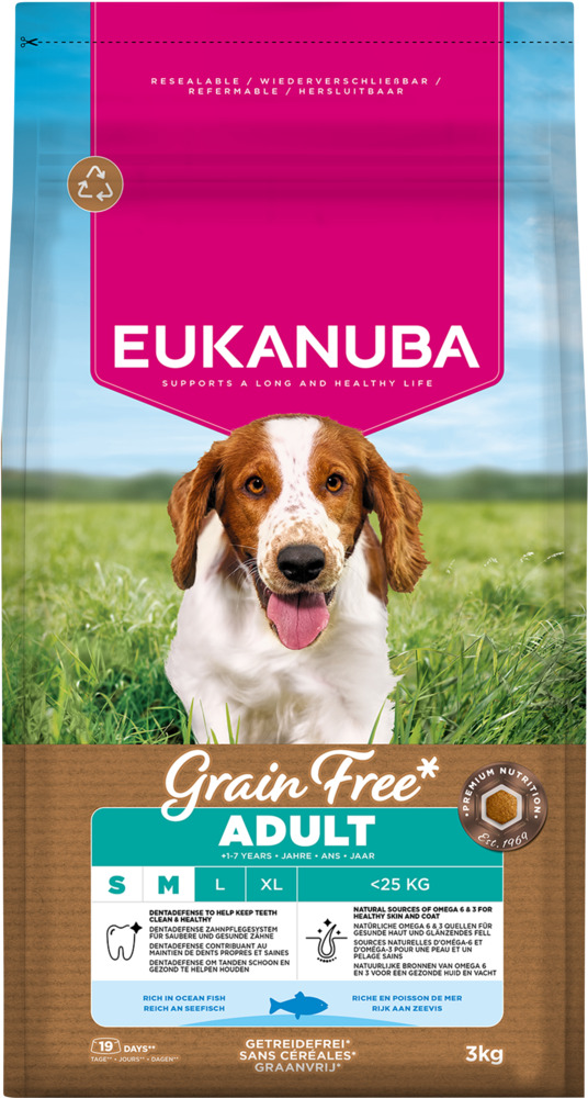  Eukanuba Adult S/M Graanvrij - Hondenvoer - 3 Kilogram - Vis