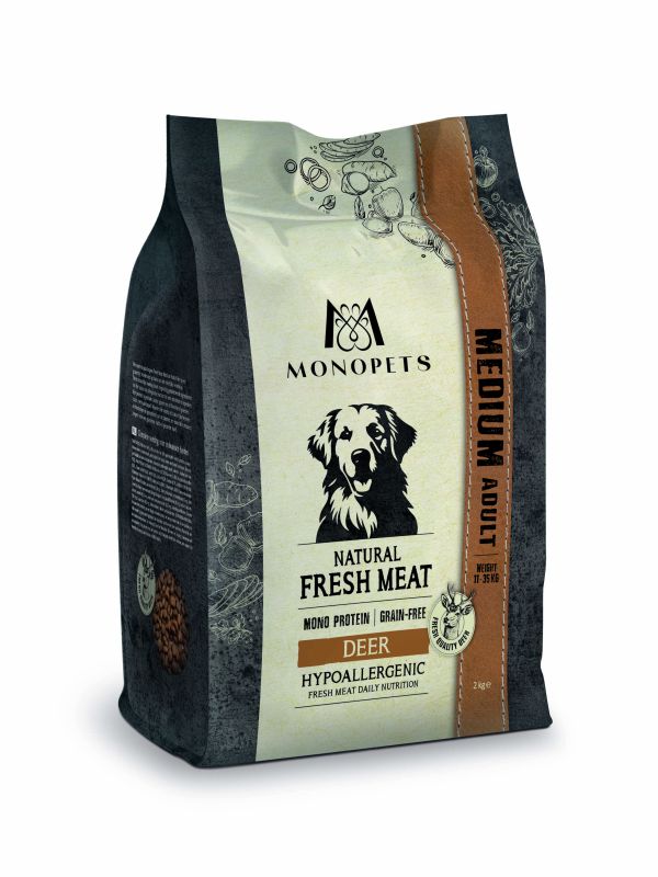 Monopets Medium Adult Hypoallergeen Monoprotein - Hondenvoer - 2 Kilogram - hert