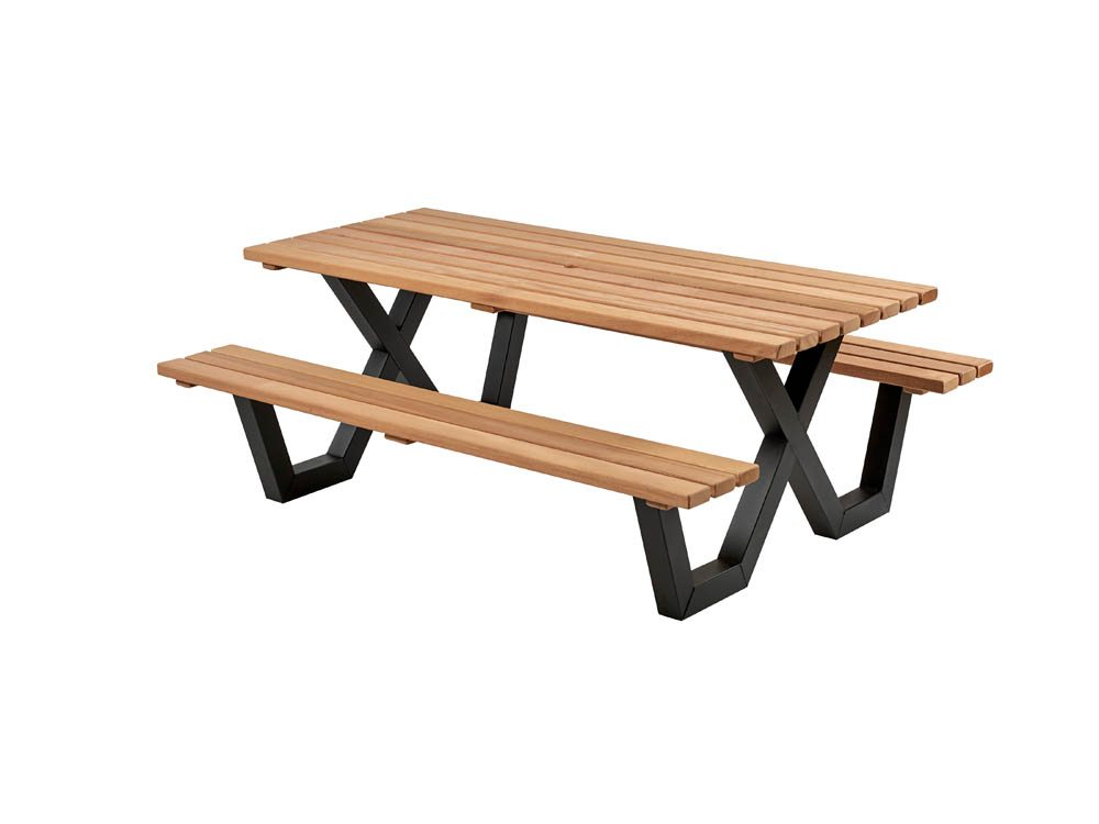 Talen Buitenmeubelen Hardhout - Picknicktafel - Bruin - 76x200x160 cm