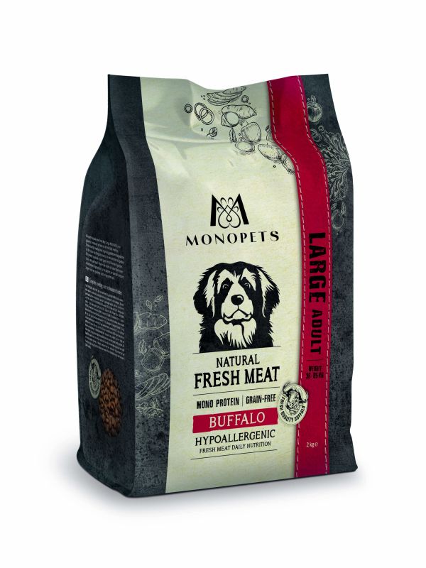 Monopets Large Adult Hypoallergeen Monoprotein - Hondenvoer - 2 Kilogram - buffel