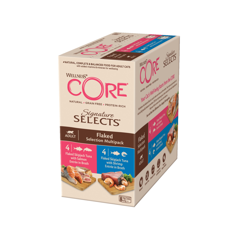 Wellness Core Signature Selects - Kattenvoer - 8x85 gram - 79 Gram - zalm, tonijn Wellness Core Signature Selects - Kattenvoer - 8x85 gram - 79 Gram - zalm, tonijn
