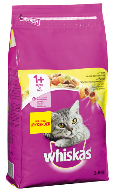 Whiskas 1+ Adult Droge Brokjes - Kattenvoer - 3800 Gram - kip