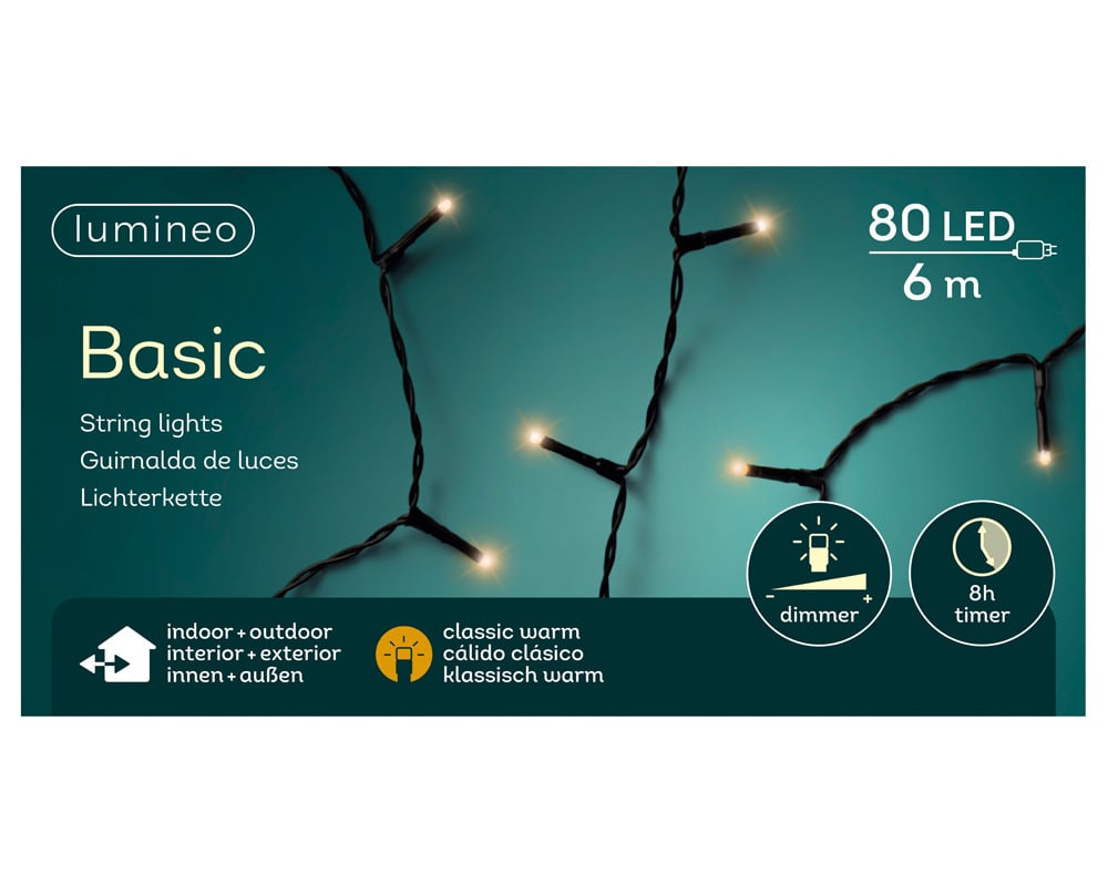 Lumineo Basic - Kerstboomverlichting - 80 - Klassiek warm wit - 600 cm Lumineo Basic - Kerstboomverlichting - 80 - Klassiek warm wit - 600 cm