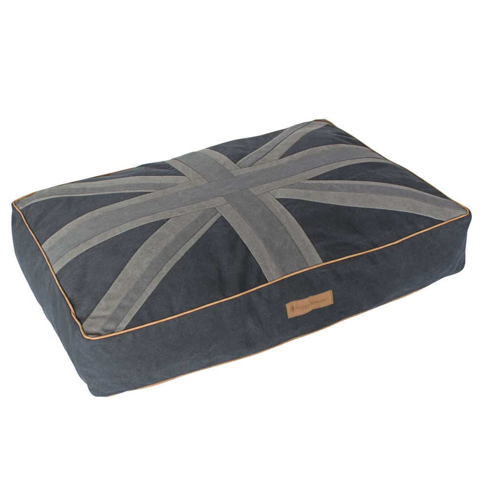 Happy-House Blokkussen Vlag - Hondenkussen - grijs - 10x65x95 cm - S