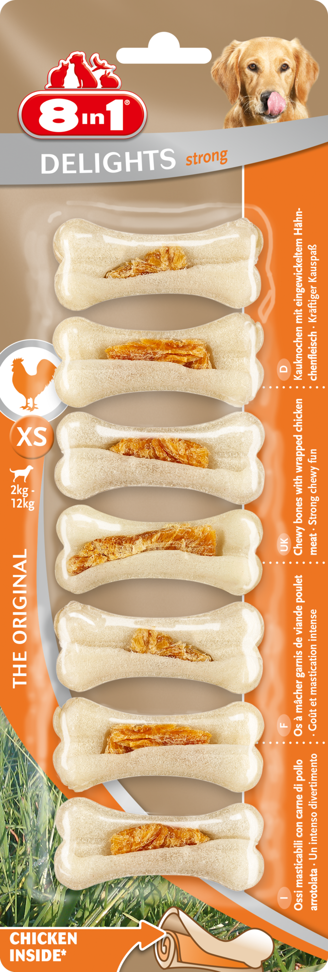 8in1 Delights Bones strong - Hondensnack - 1 Stuks - rund - XS