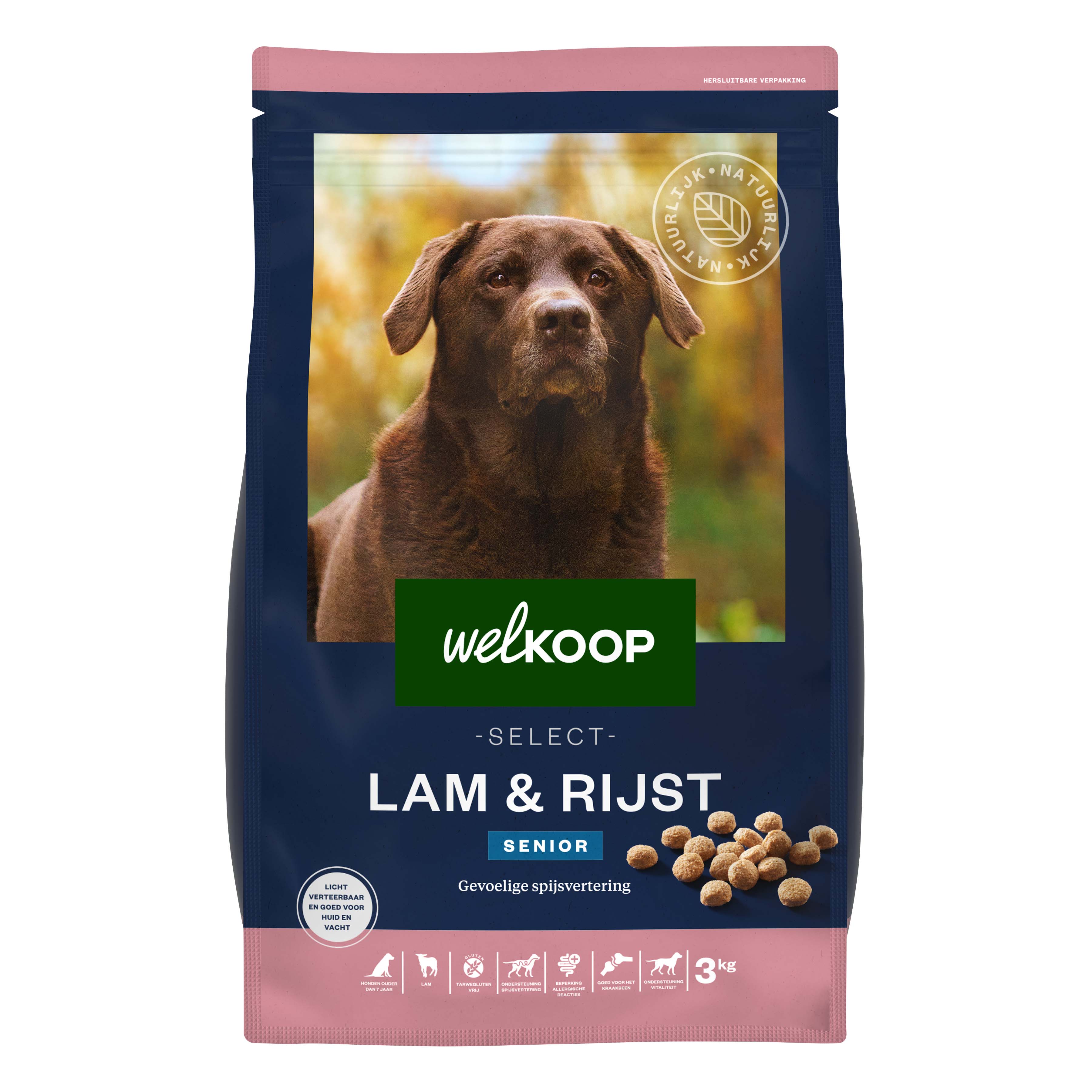 Welkoop Select Senior Krokante brokken - Hondenvoer - 3 Kilogram - Lam & rijst