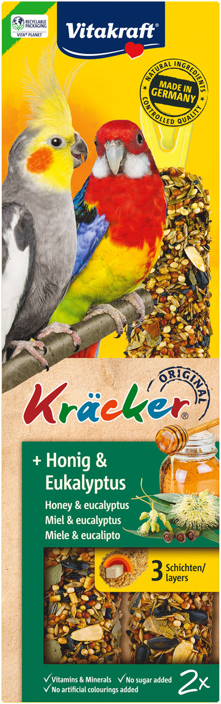 Vitakraft Kräcker Valkparkiet - 2 Stuks - Honing - Snacks|Cracker Vitakraft Kräcker Valkparkiet - 2 Stuks - Honing - Snacks|Cracker