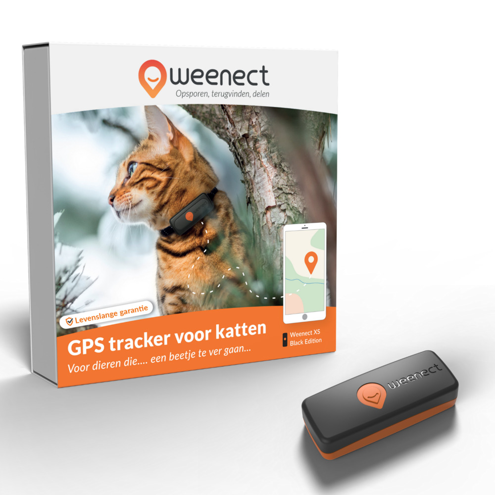 Weenect XS - GPS Tracker Kat - Zwart/Oranje