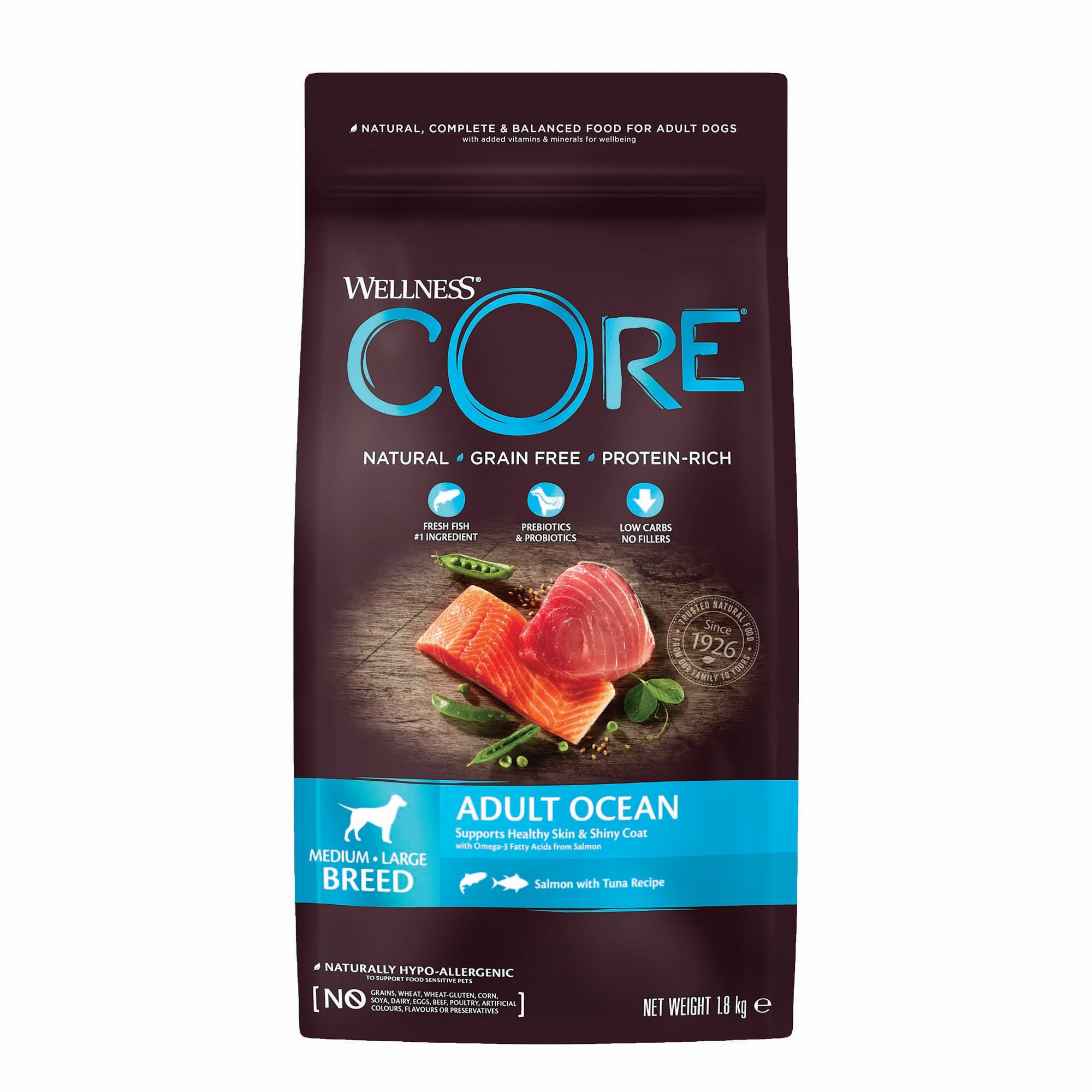 Wellness CORE Adult Ocean Medium-Large- Breed - Hondenvoer - 1.8 Kilogram - tonijn, zalm