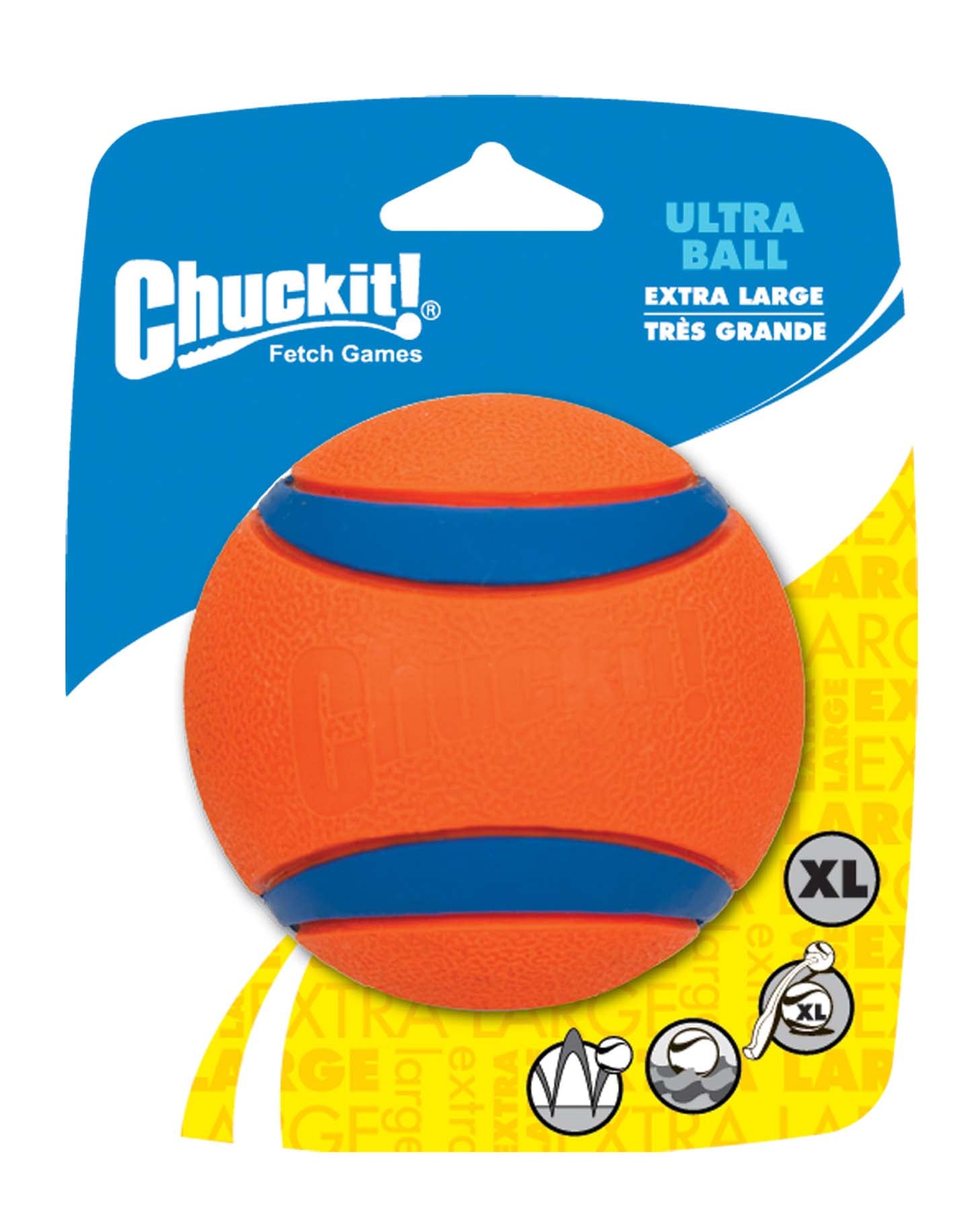 Chuckit Ultra Ball - Apporteren - Hondenspeelgoed - oranje/blauw - 14.7x13.3x9.5 cm - XL Chuckit Ultra Ball - Apporteren - Hondenspeelgoed - oranje/blauw - 14.7x13.3x9.5 cm - XL