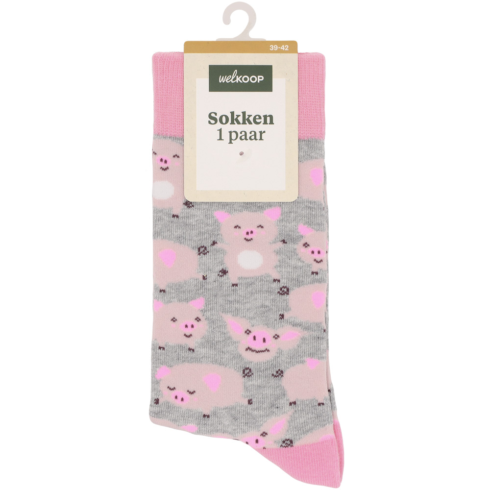 Welkoop Fun Varken - Sokken - Roze - 43-46