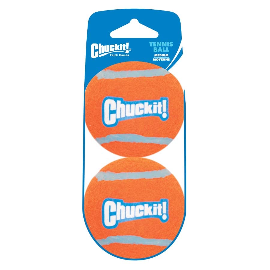 Kong Air Dog Squeaker Tennisbal met piep - Hondenspeelgoed - oranje/blauw - 16x6.5x6.5 cm - M