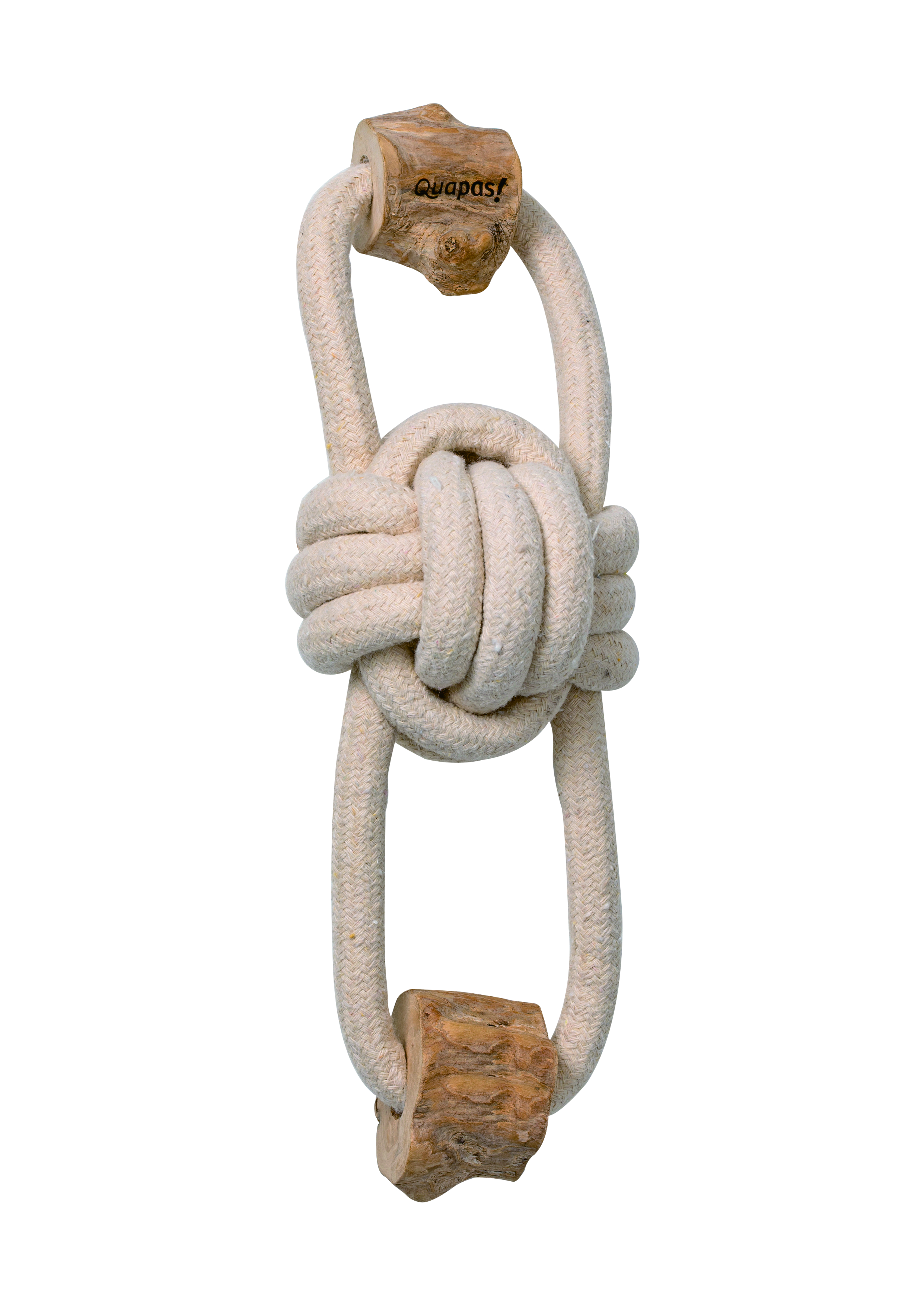 Quapas Koffiehout Pullbear - Hondenspeelgoed  - bruin/wit - 30x10x10 cm