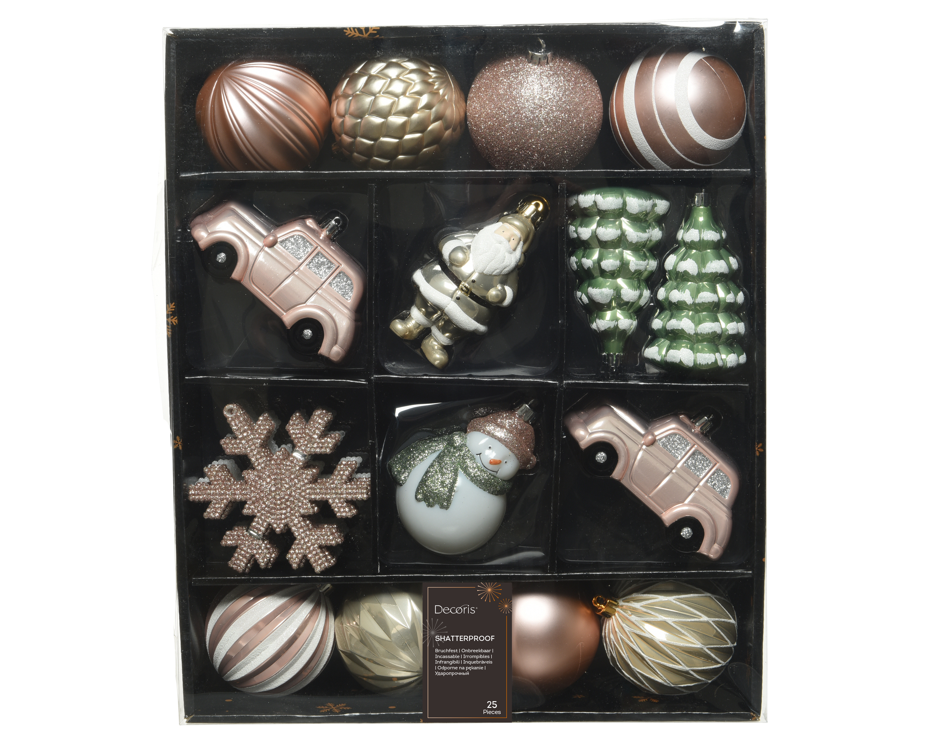Decoris - Kerstballen mix - Wit Lichtroze