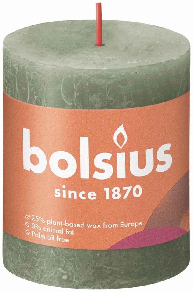 Bolsius Shine - Rustieke kaars - 8 cm - Olijf