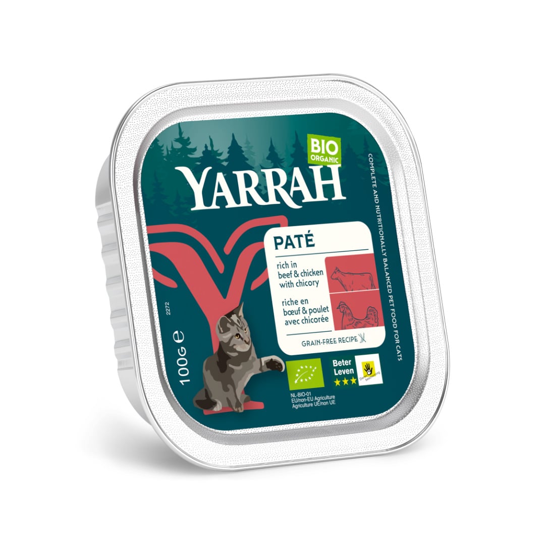 Yarrah Bio Organic Pate - Kattenvoer - 100 Gram - kip, rund Yarrah Bio Organic Pate - Kattenvoer - 100 Gram - kip, rund