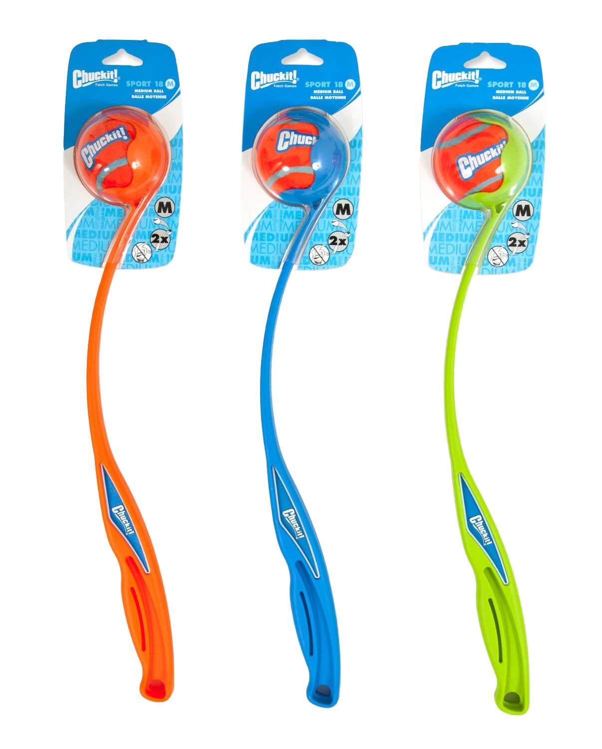 Chuckit Tennisbalwerper - Apporteren - Hondenspeelgoed - blauw/oranje - 51x9.5x45 cm - M